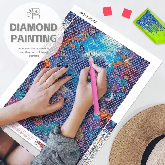 Diamond Art Kits for Adults, 5d DIY Full Drill Underwater Turtle Dolphin Octopus Diamond Painting Kits for Adults Beginner, Diamond Painting Craft Kits for Adults, Wall Home Decor(No Frame) 12x16 in {5}