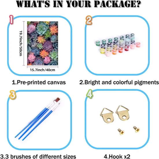 Succulent Paint by Numbers Kits for Adults Beginners-Succulent Plant Paint by Number for Adults,Easy Canvas Paint by Numbers for Adults for Home Wall Decoration and Gifts 16X20 inch {4}