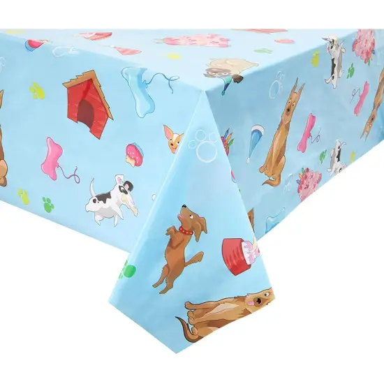 3 Pack Puppy Dog Themed Party Tablecloth (54 x 108 in, Rectangle) Blue {1}