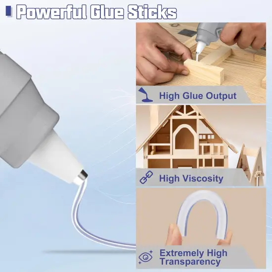 Hot Glue Gun, Fast Preheating Hot Melt Glue Gun with 20 Glue Sticks, Hot Glue Gun Full Size for Making Decoration School DIY Crafts Projects Home Repairs(40W Gray) {3}