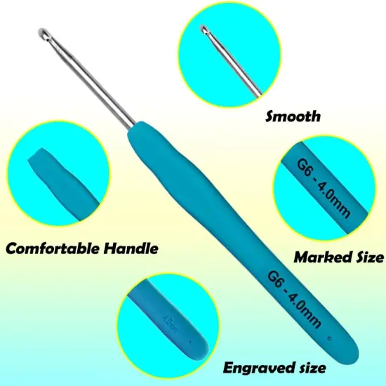 Ergonomic Crochet Hooks Set, 9 Sizes Crochet Hooks with Case 2.0mm~6.0mm {2}