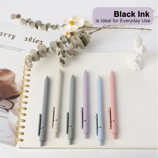 Gel Pens - 6Pcs 0.5mm Fine Point Smooth Writing, Black Gel Ink Pens for Journaling Note Taking, Cute Aesthetic Office School Supplies Gifts for Women(6pcs Morandi) {2}