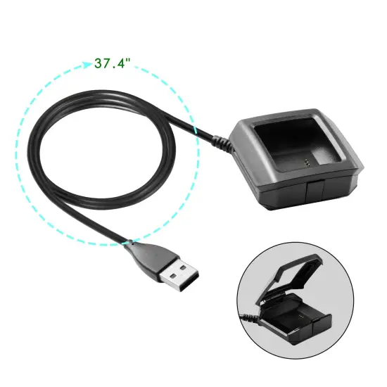 Insten USB Charging Cable Cord Power Charger Dock Cradle compatible with Fitbit Ionic - Black {4}