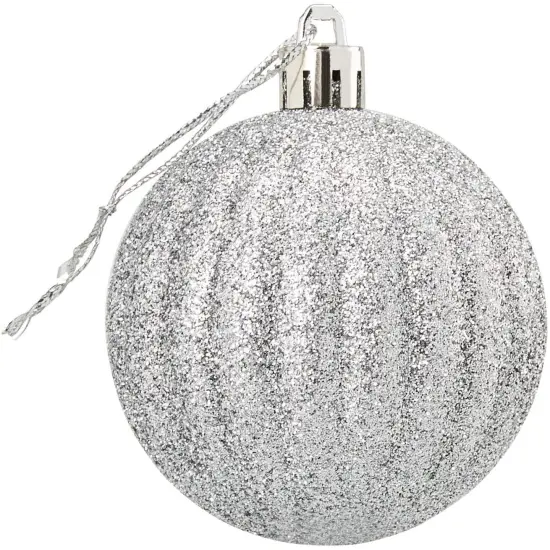Mini Glitter, Mirror Shatterproof Christmas Tree Ball Ornaments (Teal, Silver, 1.5 in, 48 Pack) Blue {5}