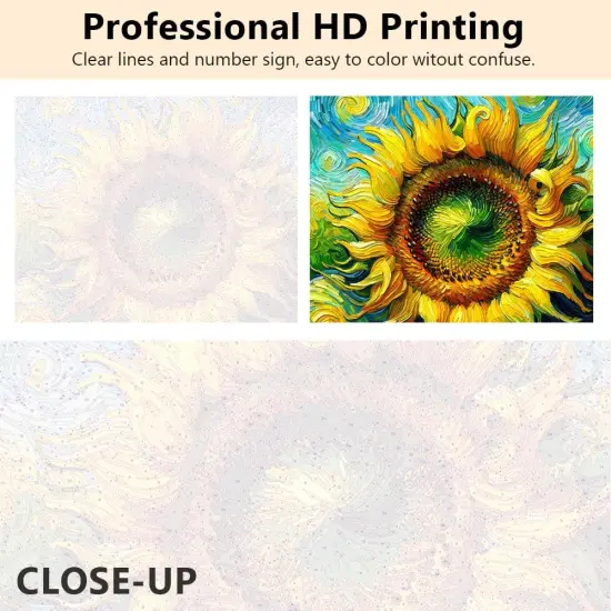 Sunflower Paint by Numbers for Adults Retro Abstraction Flower Adults' Paint-by-Number Kits, Paint by Number Kits On Canvas with Brushes and Pigment, 16x20 Inch {2}