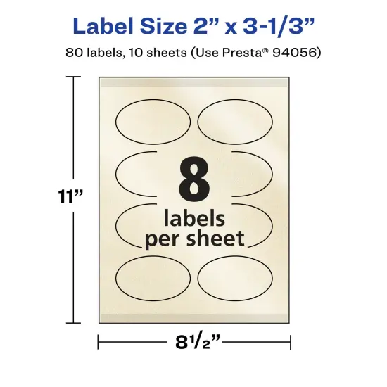Avery Pearlized Ivory Oval Labels with Sure Feed Technology, Print-to-the-Edge, 2" x 3-1/3" {5}