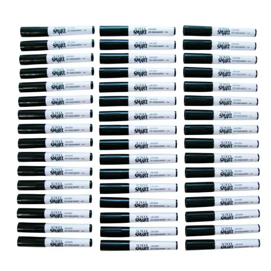 School Smart Dry Erase Pen Style Markers, Fine Tip, Black, Pack of 48 {5}