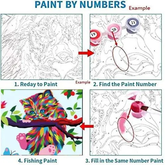 Paint by Numbers for Kids & Beginner, DIY Canvas Painting Gift Kits - Colorful Cats and Butterflies 16 x 20 inch (Without Framed) {5}