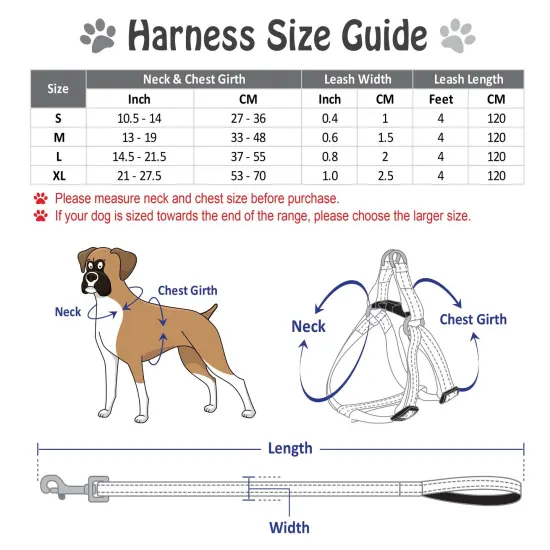 No Pull Nylon Harness and Leash Set Reflective Adjustable for Dogs Cats Pets Walking, Blue, Extra Large Size XL {6}