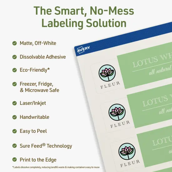 Avery Dissolvable Labels, 1.5" x 7.5" Rectangle {8}