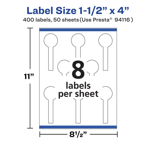 Avery Matte White Lollipop Labels with Sure Feed, 1-1/2" x 4" {5}