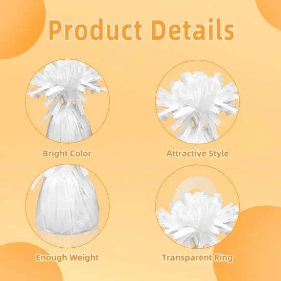 12PCS Balloon Weight Metallic Heavy Solid Balloon Pendant Pack Holder For Table Centerpieces Birthday Wedding Chrismas Party Decoration (White) {4}