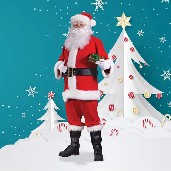 Fun World Red and White Regency Santa Claus Christmas Costume Suit - Large {1}