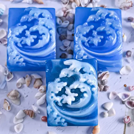 Ocean Wave Soap Molds, Sea Wave Silicone Soap Molds for Rectangle Nautical Wave Swirls Pattern Soap DIY Homemade Craft Soap Candle Making {2}