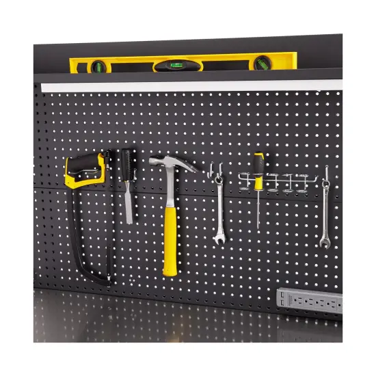 Seville Classics UltraHD Lighted Workcenter w/ Stainless Steel Top and Pegboard Granite {8}