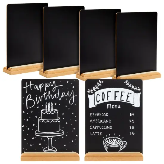 6 Pack Mini Chalkboard Signs with Stand for Table Decorations, Restaurant Food Display, Message Boards, Small Business, Wedding, Banquet, Coffee Shop (6 x 8 Inches) Black {1}