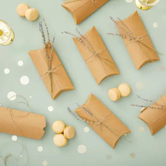 100-Pack Pillow Boxes with Jute Twine - Kraft Paper Pillow Box for Jewelry, Wedding Party Favor, Pen, Gift Card (7.5x3.7 In) {2}