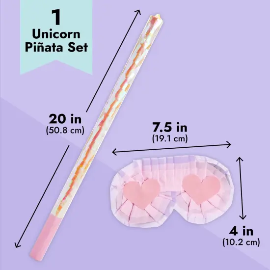 Large Unicorn Pinata Kit with Blindfold and Stick for Girls Birthday Party Decorations (20 x 14 x 5 In) Pink {5}