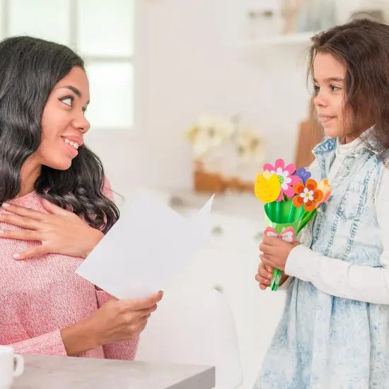 Flower Bouquet Craft Kit - 24Pcs Mother's Day Flower Bouquet Craft in Two Colors for Kids {5}