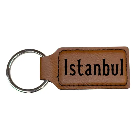 Keychain - Rectangle - Istanbul - Leather Pink/Black {1}