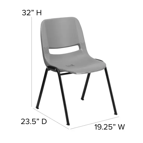 Emma and Oliver Ergonomic Shell Student Stack Chair - Classroom Chair / Office Guest Chair Gray {4}