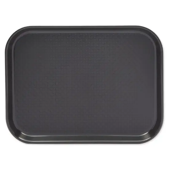 8 Pack Black Plastic Serving Tray, Nonslip for Cafeteria, School Lunch, Fast Food, Restaurant (12 x 16 In, Black) {6}