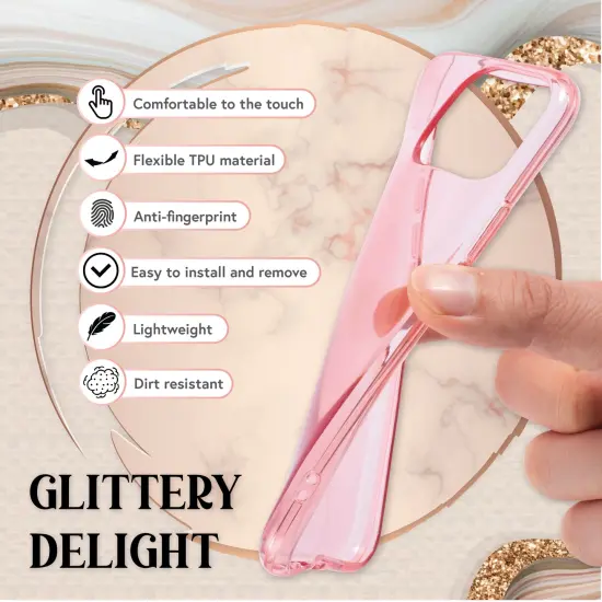 Insten Glitter Case for iPhone 12 Pro Max Case 6.7 Inch, Soft TPU Sparkle Protective Cases, Shock Absorption, Crystal Clear Pink Bling Shinny Slim Cover for Women Girls {4}