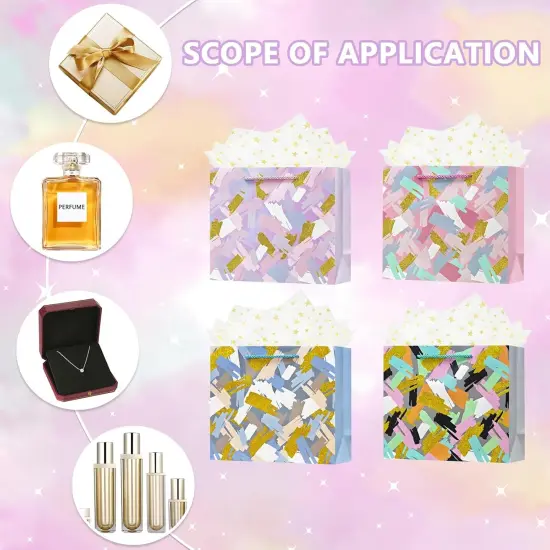 4Pcs 9.8" Small Size Gift Bag with Handles for Women Men Boy Girls Baby Kids {4}