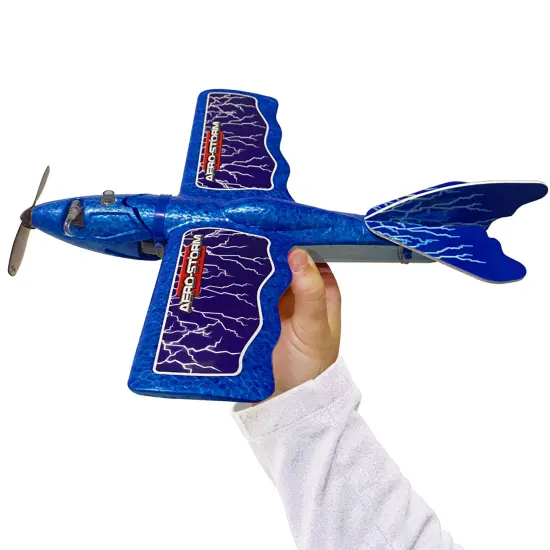 Aero-Storm: Air Powered Airplane - Blue - Acrobatic Flight, Stunt Performing Outdoor Flying Toy, Micro Air Engine, No Batteries Required, Kids Ages 6+ {5}