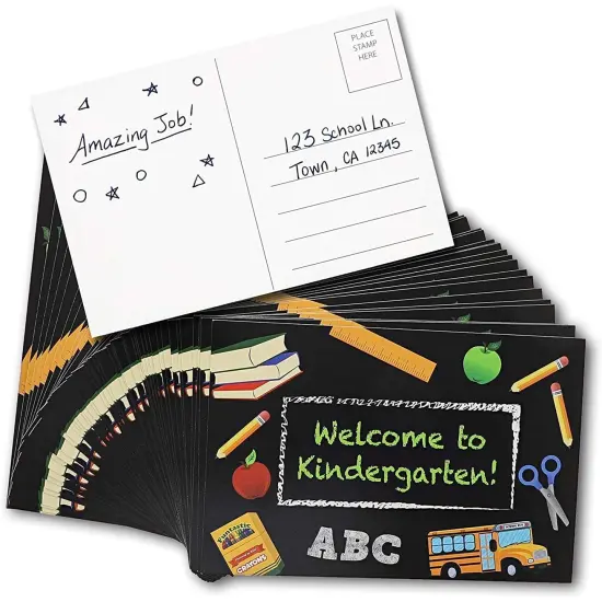 Welcome to Kindergarten Postcards for Students, First Day of Class (6x4 In, 60 Pack) {1}