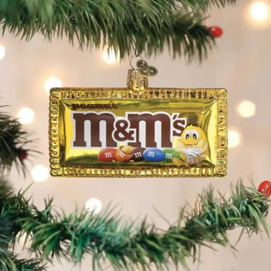 Old World Christmas 2.5 Inch Peanut M&M's Christmas Tree Ornament , Christmas Decor Candy Gold {3}