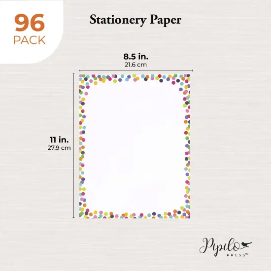 96 Sheets Decorative Confetti Stationary Paper for Classroom Awards, Birthday Invitations, Computer (8.5 x 11 In) Multicolor {4}