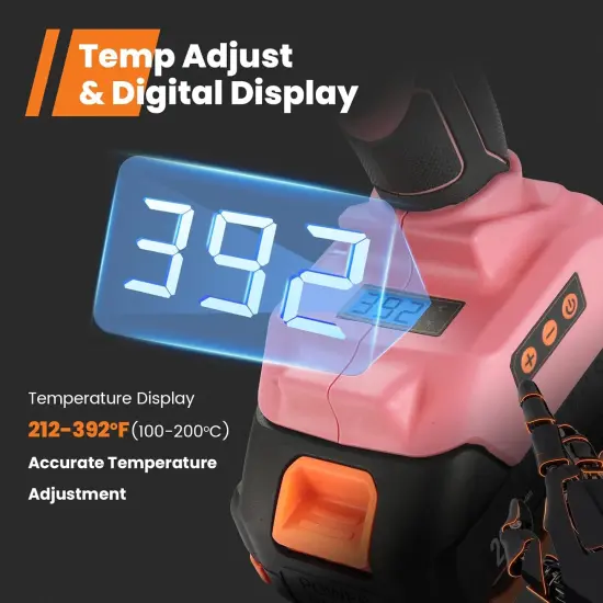 Full Size Cordless Glue Gun,20V Temp Adjust LCD Digital Display Fast Heating Accurate Dual Temp, Dripless Full Size Heavy Duty Hot Gun Kit with 12 Pcs Sticks (Battery Included) {2}
