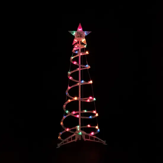Northlight Lighted Sprial Outdoor Christmas Trees - 4' and 6' - Multi-Color - Set of 2 White {6}