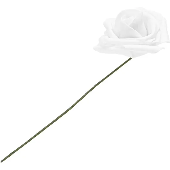 Bright Creations 3" Artificial Rose Flowers 60pcs Real Looking Fake Rose with Stem for DIY Wedding Bouquets and Bridal Shower, White {7}