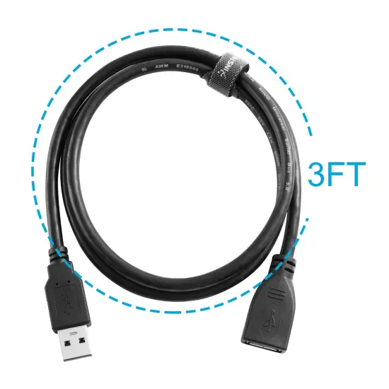 Insten 3 Feet USB to USB Extension Cable Super Speed USB 3.0 USB 3 Extension Cable Type A Male to A Female Extension Cable Cord Connector M/F - Black 3FT {3}