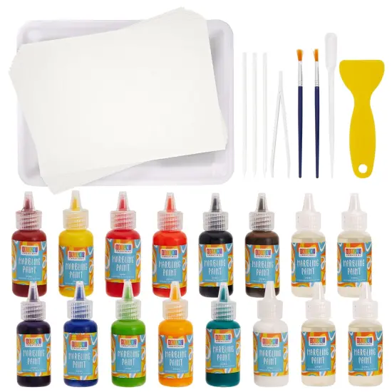 36 Piece Marbling Paint Art Kit for Students, Kids Crafts Activities, 12 Colors Multicolor {6}