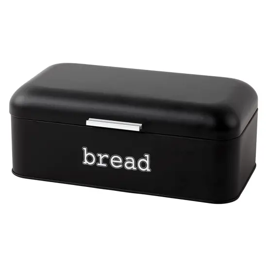 Stainless Steel Bread Box for Kitchen Countertop, Large Black Bin for 2 Loaves, English Muffins, Baked Goods Storage Containers (16.75x9x6.5 In) {1}