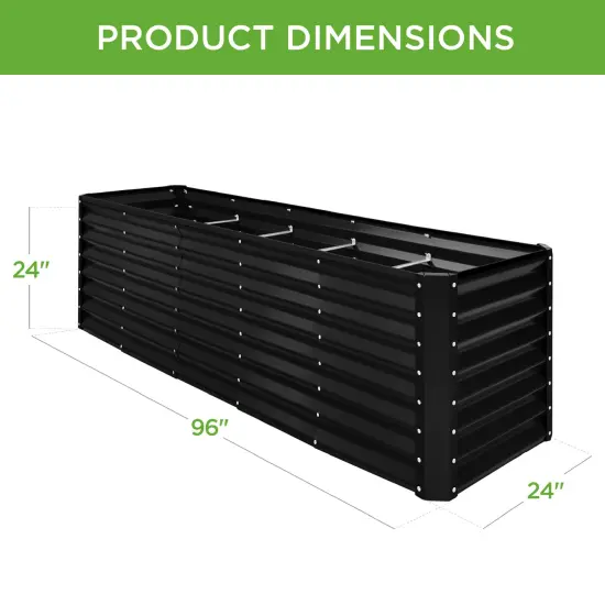 Best Choice Products 8x2x2ft Raised Metal Outdoor Garden Bed, Planter Box for Flowers, Vegetables, Herbs Black {2}