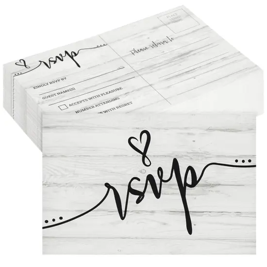60 Pack RSVP Postcards for Wedding, Rehearsal Dinner, Bridal Shower, Birthday Party with Mailing Side (4x6 In) White {1}
