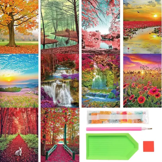 10 Pack Diamond Painting Kits, Landscape Beach Diamond Art Painting for Adults Beginners, DIY Landscape Painting Diamond Art Full Round Diamond Crafts Wall Decor 12 x 16 inches {1}