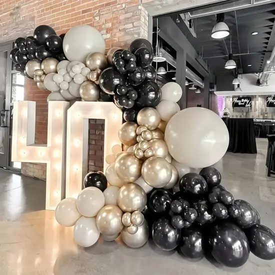 Black and Gold Balloons, 12 Inch 35PCS Black and White Balloons with Metallic Gold Latex Balloon {3}