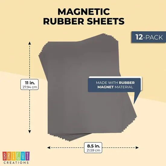 Non-Adhesive Magnetic Sheets (8.5 x 11 in, 12 Pack) Black {2}
