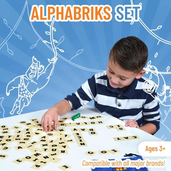 Strictly Briks AlphaBriks, 200 Pieces, 2x2 Alphabet Letter Bricks with Drawstring Bag, Easy to Remove, Fun and Educational Tool, 100% Compatible with All Major Brands Multicolor {2}