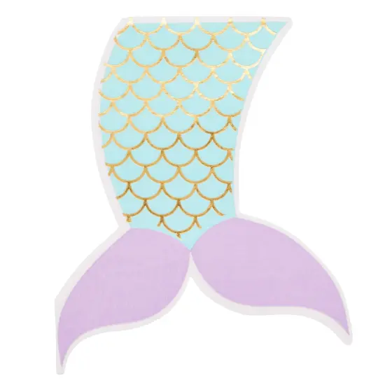50 Pack Mermaid Tail Napkins for Girls Under the Sea Birthday Party Supplies, Baby Shower (3-Ply, 5 x 5.5 In) Blue {6}