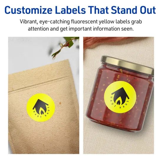 Avery Neon Yellow Paper Labels, 2.25" Diameter Round {3}