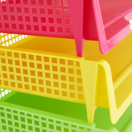 Set of 6 Rainbow Classroom Turn In Trays for Teachers, Plastic Storage Baskets for Office Use (9 x 13 x 3 In) Multicolor {4}