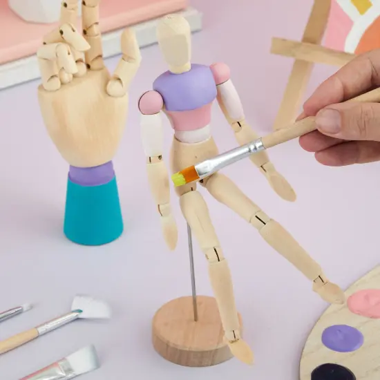 7" Wooden Hand Model and 8" Posable Wooden Mannequin Figure for Drawing, Adjustable Art Supplies (2-Piece) Brown {3}