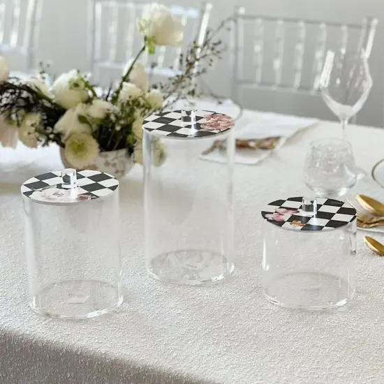 Lucite Cookie Jars with Black Chic Checkered Lids {1}