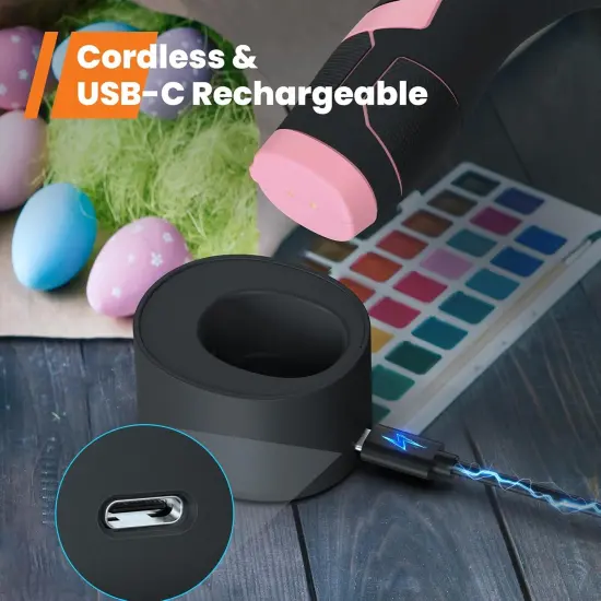 Cordless Glue Gun, 15s Fast Preheating 2Ah Cordless Hot Glue Gun with 25 Pcs Premium Mini Glue Gun Sticks, USB-C Battery Rechargeable hot glue gun, Smart Power-Off, Pink {3}